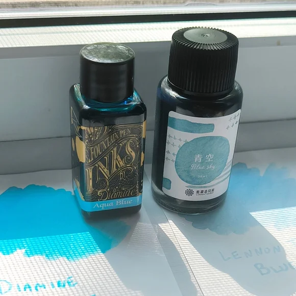 Fountain pen ink Diamine Aqua Blue & Lennon Tool Bar Blue Sky - Picture 1 of 5